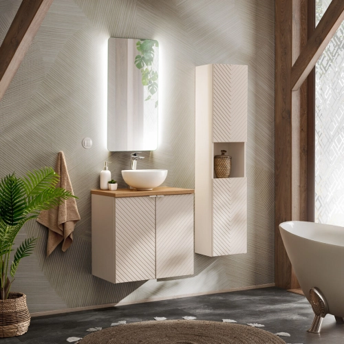 Szafka pod umywalkę 60 cm wisząca 2 drzwi kaszmirowy mat VIVA CASHMERE 82-60-2D, Comad